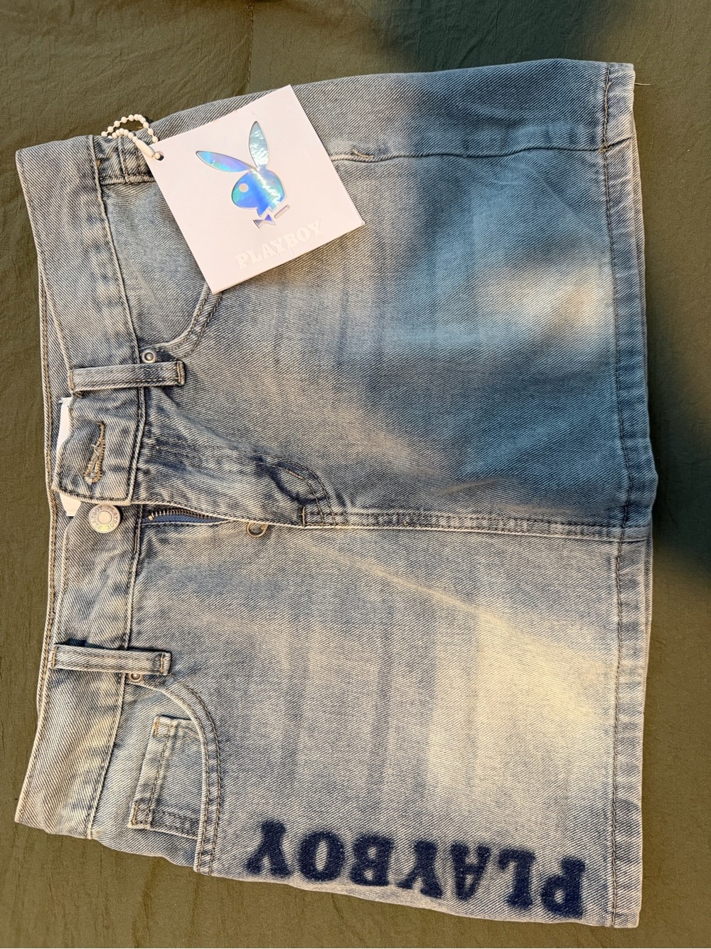 PLAYBOY Light Blue Denim Mini Skirt with Logo